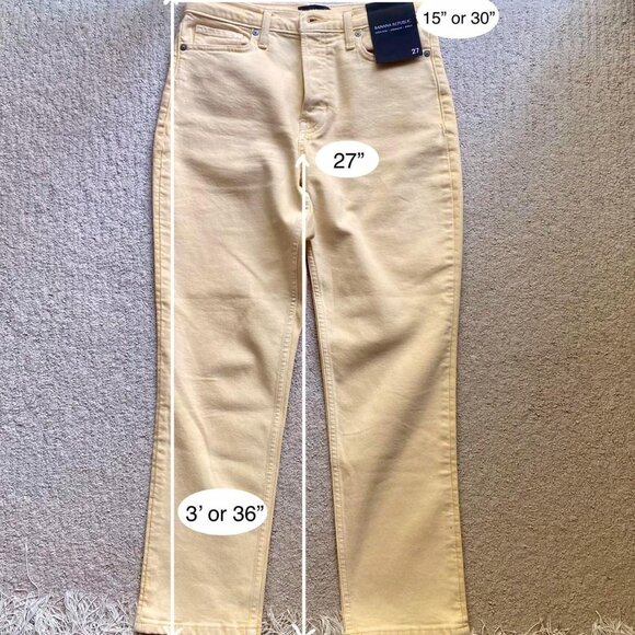Banana Republic Pastel Yellow High-Rise Straight Ankle Cut Premium Denim Jeans - Picture 9 of 9